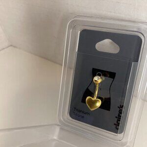 Belly Button Ring Goldtone Heart